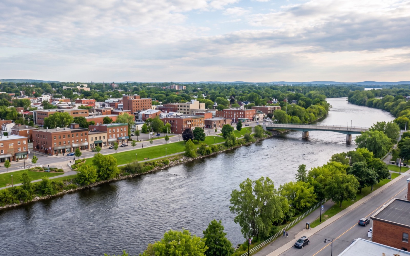 AI-generated editorial landscape inspired by Drummondville, Quebec