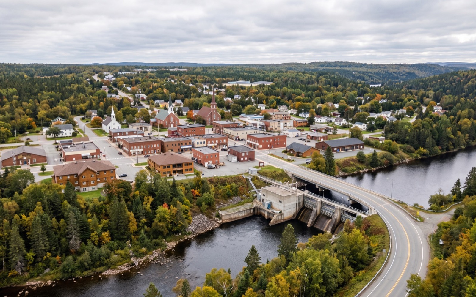 AI-generated editorial landscape inspired by Grand Falls-Windsor, Newfoundland and Labrador
