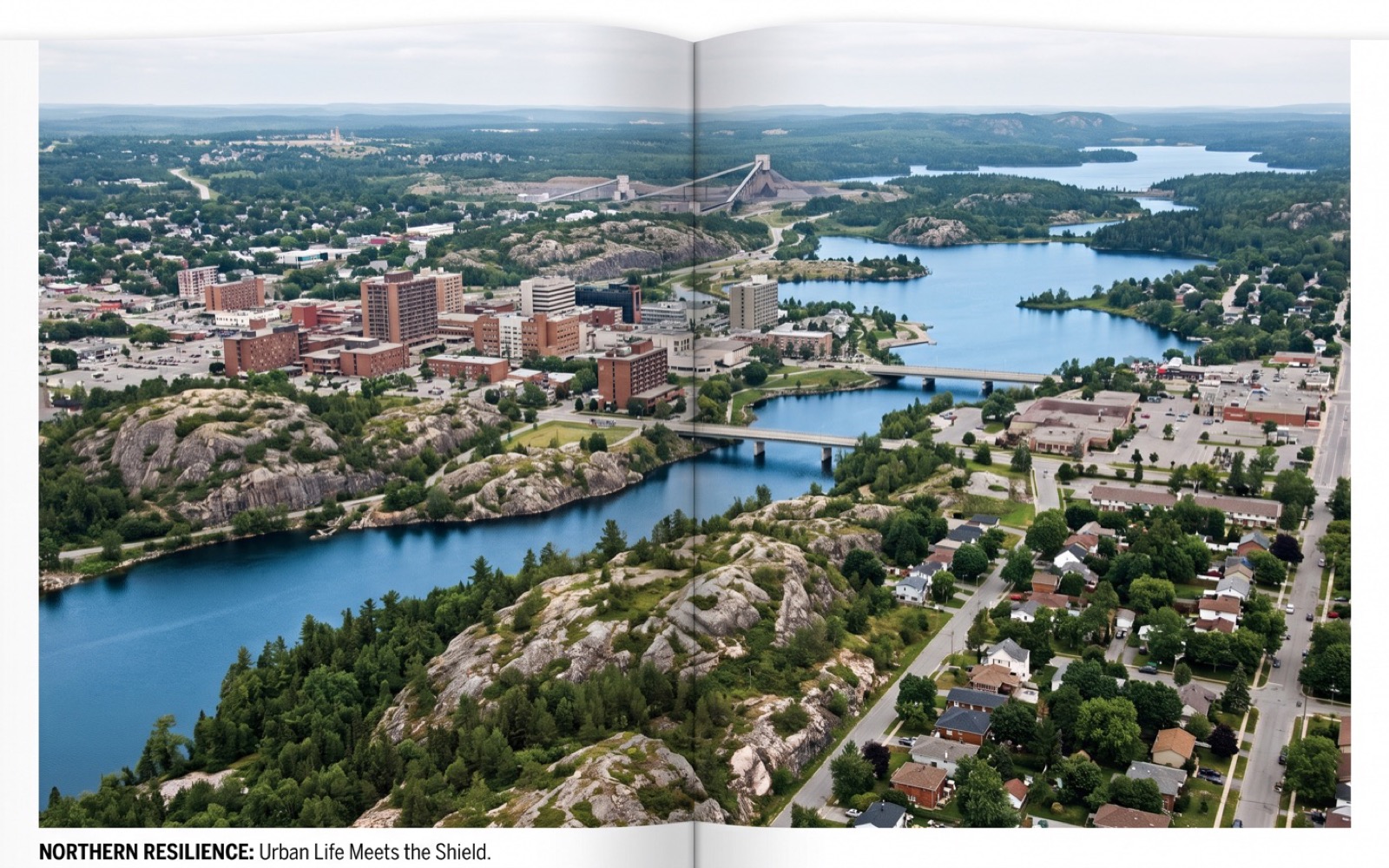 AI-generated editorial landscape inspired by Greater Sudbury, Ontario