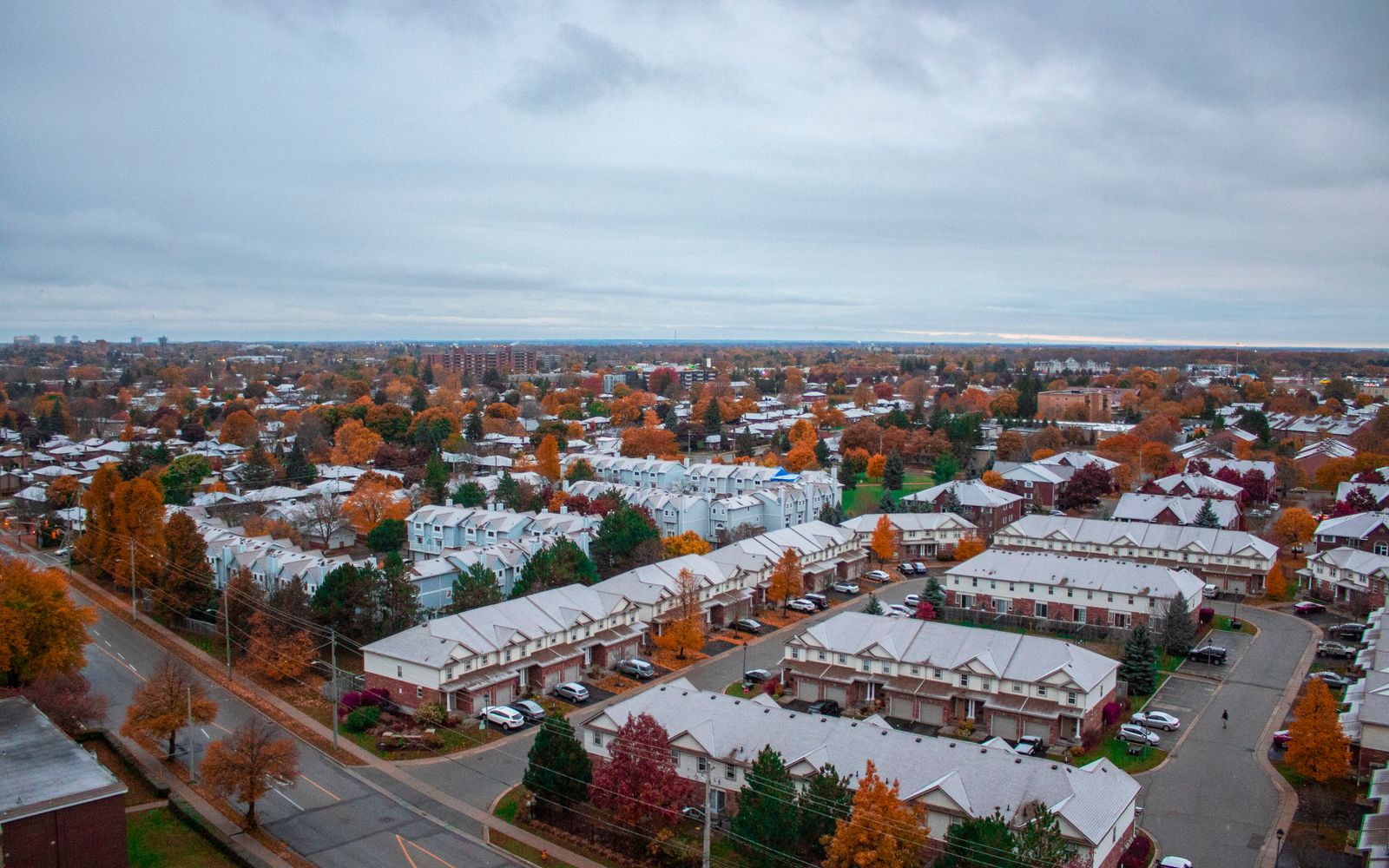 Aerial view of Kitchener in autumn