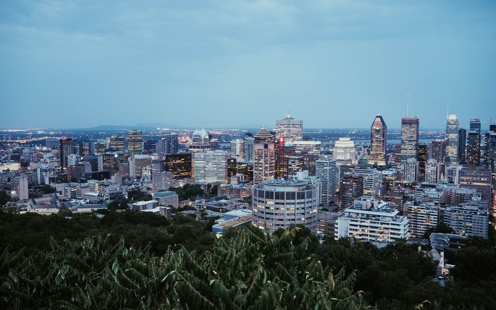 Montréal skyline at twilight from Mount Royal