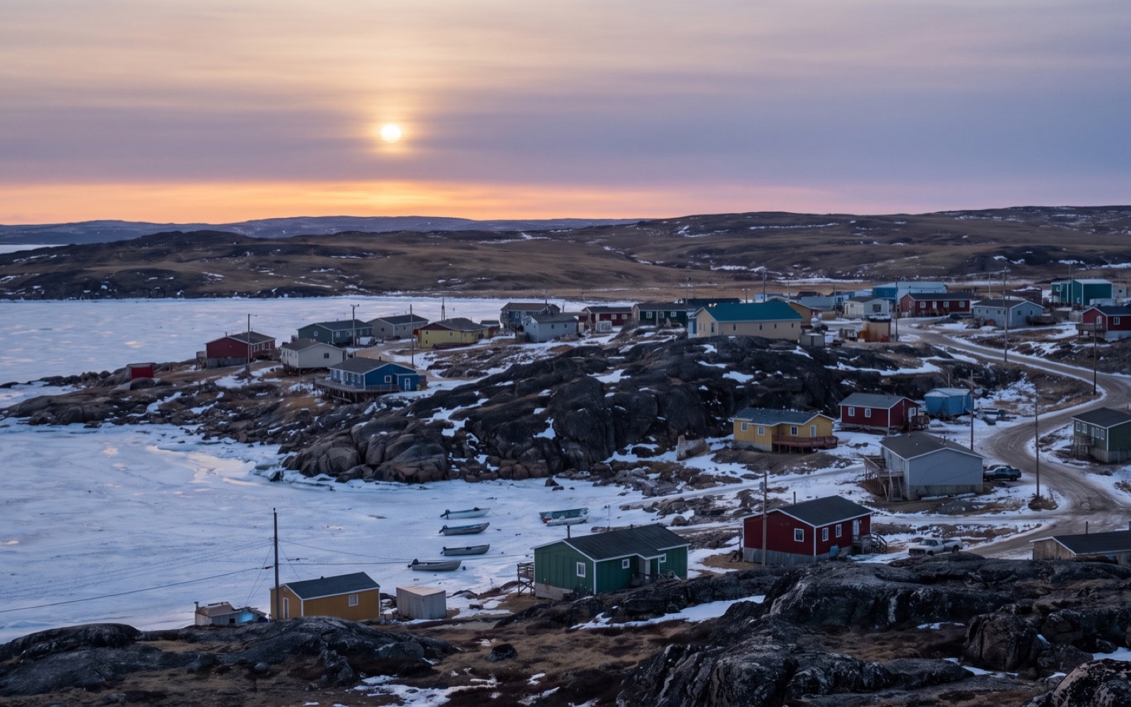 AI-generated editorial landscape inspired by Rankin Inlet, Nunavut