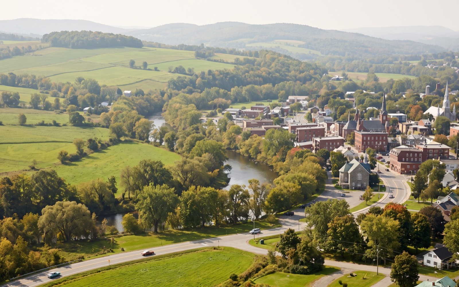 AI-generated editorial landscape inspired by Sherbrooke, Quebec